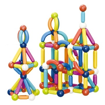 БОЛЬШИЕ МАГНИТНЫЕ КОНСТРУКЦИОННЫЕ БЛОКИ 128 ШТ. + ДОРОЖНАЯ КОРОБКА