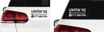 Naklejka na auto szybę NAZWA FIRMY + NUMER TELEFONU *WZORY *KOLORY *20cm