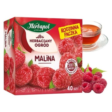 HERBAPOL MALINA herbata HERBACIANY OGRÓD herbatka owocowa 40 SASZETEK