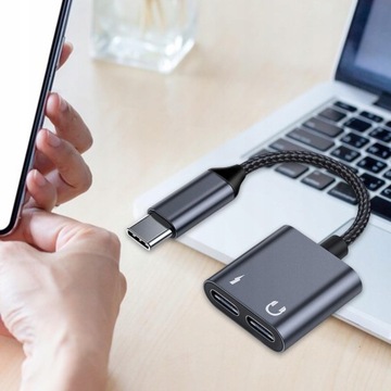 Adapter audio USB typu C 2 w 1, podwójny typ C