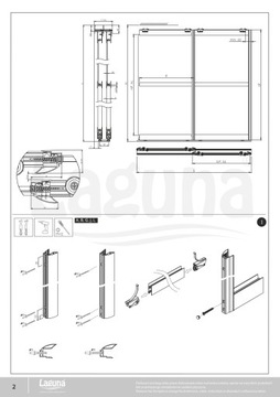 Laguna Zestaw na 2 drzwi przesuwne MULTIOMEGA WIDE / RAMA aluminium 250cm