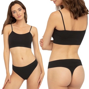 Stringi Gatta Viscose String bezszwowe czarne XL