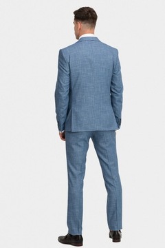 Błękitny melanżowy garnitur męski trzyczęściowy rozmiar 176-104-92