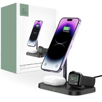 TECH-PROTECT QI15W-A22 3IN1 MAGNETIC MAGSAFE WIRELESS CHARGER BLACK