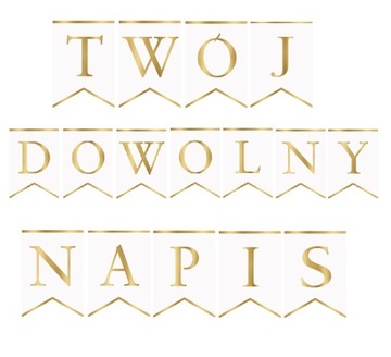BANER biały girlanda TWÓJ NAPIS tekst dowolny