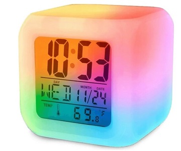 БУДИЛЬНИК ЧАСЫ ТЕРМОМЕТР ОСВЕЩЕНИЕ ХАМЕЛЕОН LED