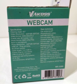 ВЕБ-КАМЕРА VAKOSS WS-3355