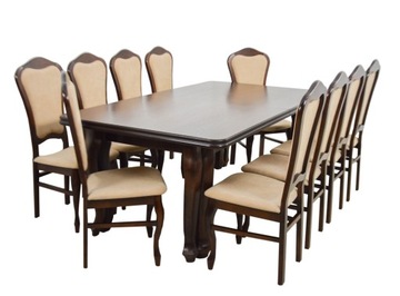 10 krzeseł i duży stół 110x200/400 cm do salonu