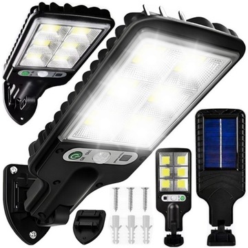 LAMPA SOLARNA LED COB LAMPKA ULICZNA Z CZUJNIKIEM RUCHU I ZMIERZCHU UCHWYT