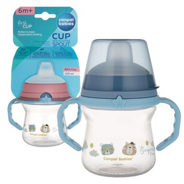 CANPOL KUBEK Z SILIKONOWYM USTNIKIEM FirstCup 6+