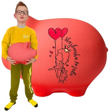 DUŻA SKARBONKA XXL RÓŻOWA TWÓJ NAPIS Z IMIENIEM I GRAFIKĄ PERSONALIZOWANA