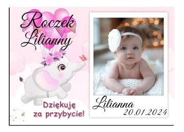 FOTO MAGNES Podziękowanie dla gości ze zdjęciem Chrzest Roczek 10x7cm O21