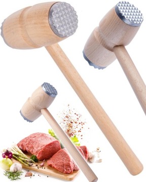 DREWNIANY TŁUCZEK DO MIĘSA MŁOTEK DWUSTRONNY OKUTY