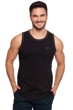 KOSZULKA MĘSKA BEZ RĘKAWÓW BAWEŁNIANA TANK TOP BEZRĘKAWNIK MORAJ CZARNA XXL