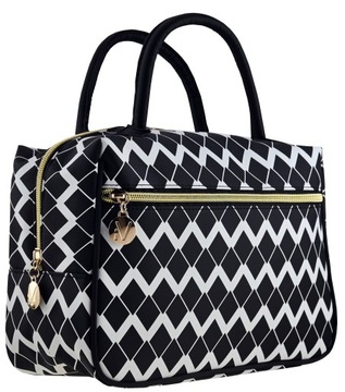 INTER-VION seria BLACK&WHITE Kosmetyczka damska kuferek torebka organizer