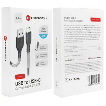 Углеродный USB-кабель USB-C, 18 Вт, Android Auto | 100 см