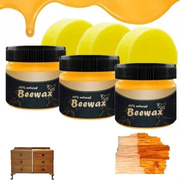 BEEWAX PASTA WOSK DO POLEROWANIA DREWNA zestaw x3