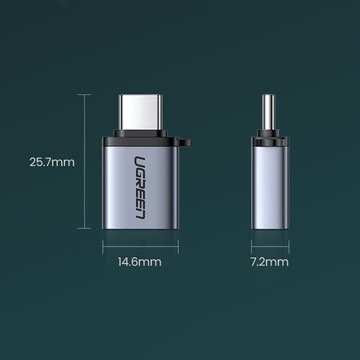 АДАПТЕР UGREEN АДАПТЕР USB C TYPE C НА USB-A 3.0 5 ГБ/С АЛЮМИНИЙ
