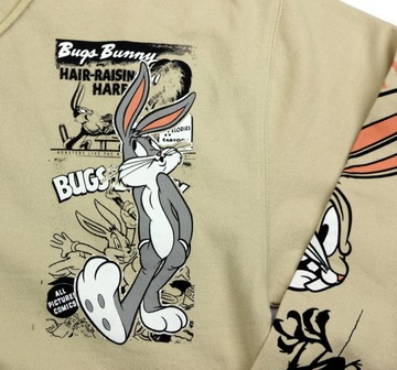 Bluza męska z kapturem Looney Tunes Zwariowane Melodie r. M Kieszeń Beżowa