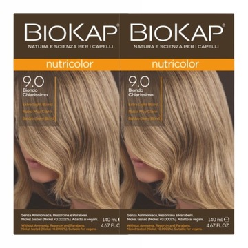 2x BIOKAP NUTRICOLOR 9.0 bardzo jasny blond 140 ml