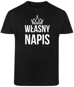 T-SHIRT MĘSKI WŁASNY NAPIS NADRUK PREZENT KOSZULKA CZARNA BAWEŁNA L