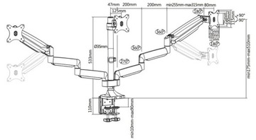 VALUE Настольный держатель для 3 ЖК-мониторов
