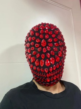 Red Diamond Full Face Mask Handmade Cosplay Punk DJ Stage Dancer Nightclub