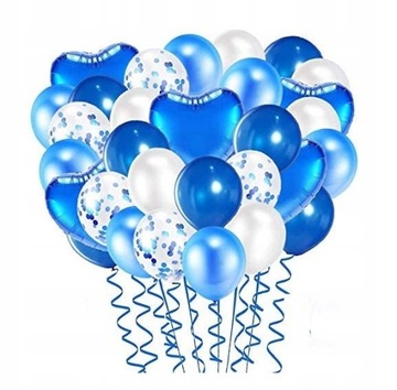 Zestaw balonów urodzinowych konfetti niebieskie balony lateksowe chrzest