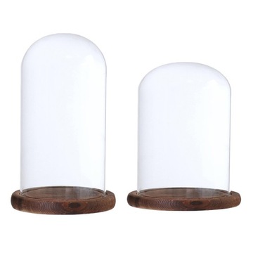 kopuła Cloche z drewnianą podstawą 10x25cm 12x20cm