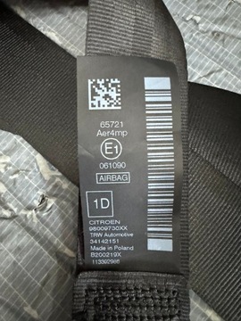 РЕМЕНЬ БЕЗОПАСНОСТИ ПЕРЕДНИЙ ПРАВЫЙ C4 CACTUS LIFT 98009730XX