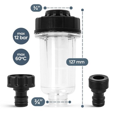 ФИЛЬТР ВОДЫ ДЛЯ МАШИН KARCHER K3 K4 K7 + 2 ШЛАНГА 3/4” СОЕДИНЕНИЯ