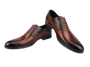 Eleganckie brązowe skórzane buty half-brogues 6518