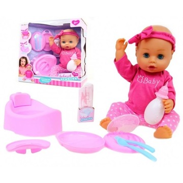 LALKA NEWBORN BOBASEK 43 CM SIKAJĄCY Z NOCNIKIEM BUTELKĄ AKCESORIAMI