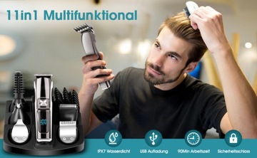MASZYNKA DO STRZYŻENIA TRYMER WODODPORNA DO BRODY WŁOSÓW BARBER USB 11W1