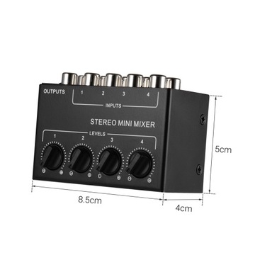 Мини-стереоаудиомикшер с 4-канальными входами RCA