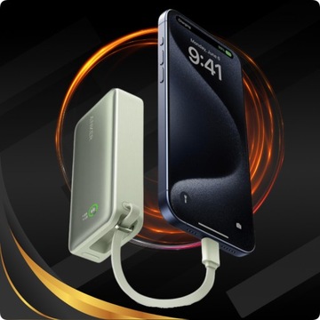 Powerbank Anker Nano 10000 мАч, 30 Вт со встроенным разъемом USB-C Зеленый