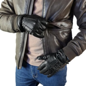 Мужские зимние КОЖАНЫЕ ПЕРЧАТКИ НАТУРАЛЬНАЯ КОЖА ШЕРСТЬ теплые TOUCH XXL