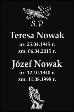 Tablica nagrobna tabliczka na grób na krzyż