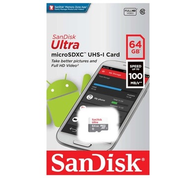 Карта памяти SanDisk microSD SDXC емкостью 64 ГБ