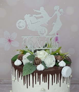 Topper Motor для свадебной молодой пары с велосипедной 30 см. Украшение свадебного торта