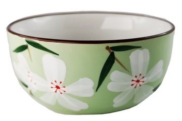 Czarka CERAMICZNA do herbaty MATCHA zielona KWIATY