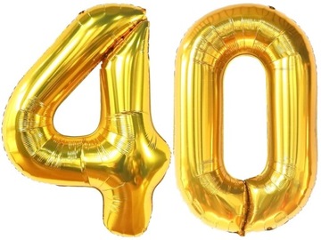 Balony Cyfry Na 40 Urodziny Złote Foliowe Duże Czterdziestka 40tka 100cm