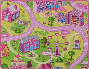 Dywan dla Dziewczynki Miasto Ulice Droga Uliczki Dziecięcy 80x100 cm