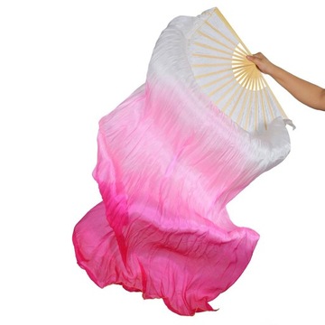Шелковый бамбуковый веер для танца живота, длина 1,8 м, 1 пара (лев+прав) 6 цветов Белый + розовый