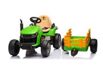 Traktor elektryczny z przyczepą zielony 12V EVA