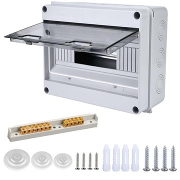 РАСПРЕДЕЛИТЕЛЬНАЯ КОРОБКА НАВЕРХНЕГО МОНТАЖА 12-МОДУЛЬНАЯ КОРОБКА ПРЕДОХРАНИТЕЛЕЙ IP65