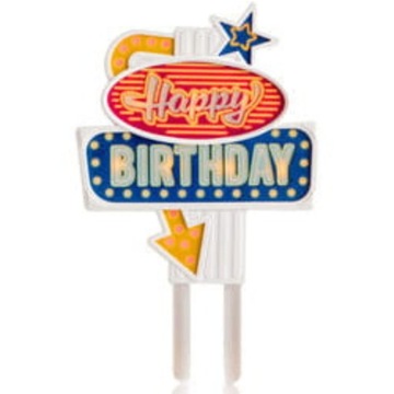 Świecący JAK NEON miga topper na tort Happy Birthday DEKORACJA URODZINOWY