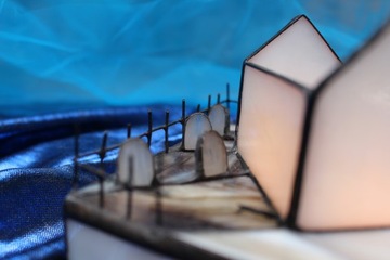 Витражный подсвечник темное кладбище Хэллоуин b2