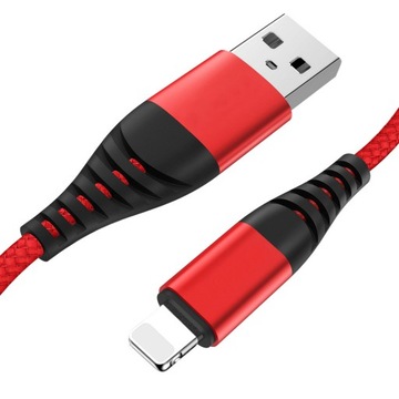 LIGHTNING WZMACNIANY KABEL 1M DO IPHONE QC 3.0 3A