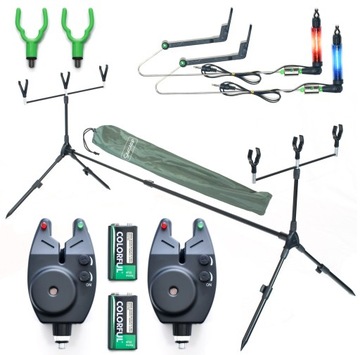 ZESTAW KARP ROD POD 2x SYGNALIZATOR 2x SWINGER LED